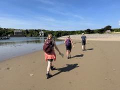 Ferry's coming, but further up the beach due to the tide